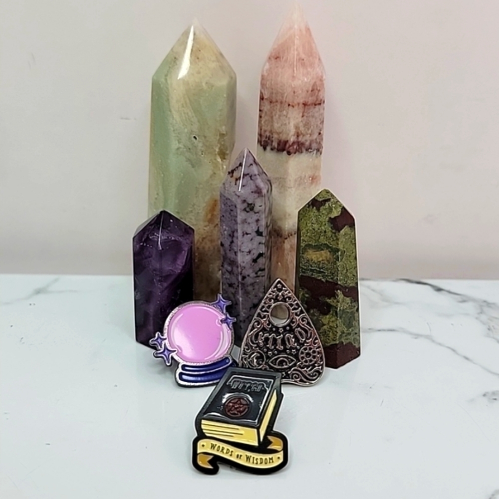 Witchy Enamel Pins | set of 3 | crystal ball, book of spells & ouija board